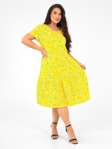 Платье женское кулирка "АГНИЯ" РОМАШКА ЖЕЛТЫЙ